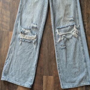 PacSun Light Blue Distressed Wide Leg Jeans
